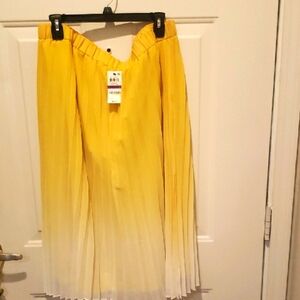 Yellow Ombre Pleated Skirt